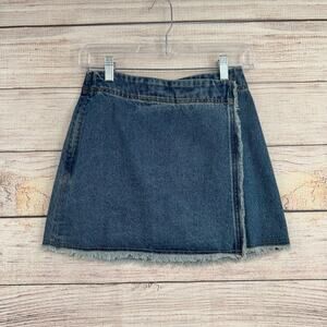 Natural Life Faux Wrap Denim Mini Skirt Womens XS Blue Medium Wash
